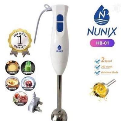 Nunix Blender,  Hand Blender Speed With Stainless Steel Blades HB-01