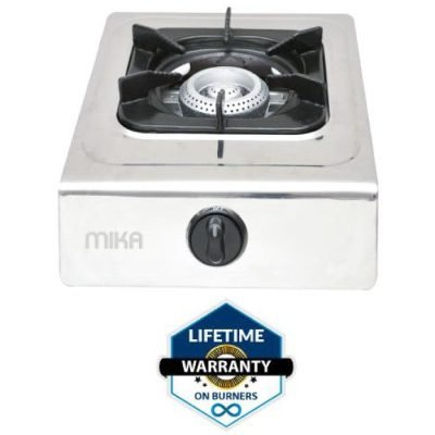 Mika Cooker, Gas Stove, Table Top, Single Burner, Stainless Steel Body