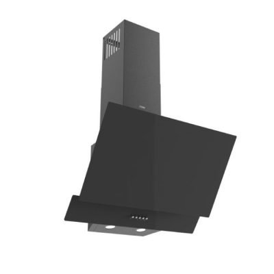 Mika Chimney Hood, Angled, 60cm, Push Button, Black MHA641B2GB