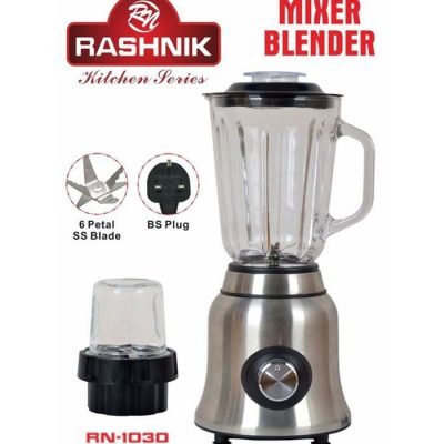 Rashnik Blender Stainless Steel With Glass Jug Mixer Blender - 1.5L RN-1030