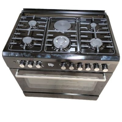BJS Cooker,  4+1E,4 Gas 1 Hot Plates ,1 Wok ,Electric Oven 110L, Black