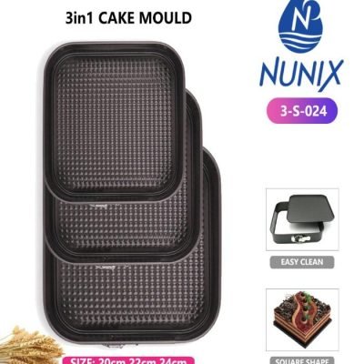Nunix Molds  3Pcs Non-stick Cake Baking Molds Square Shape Pans 3-S-024