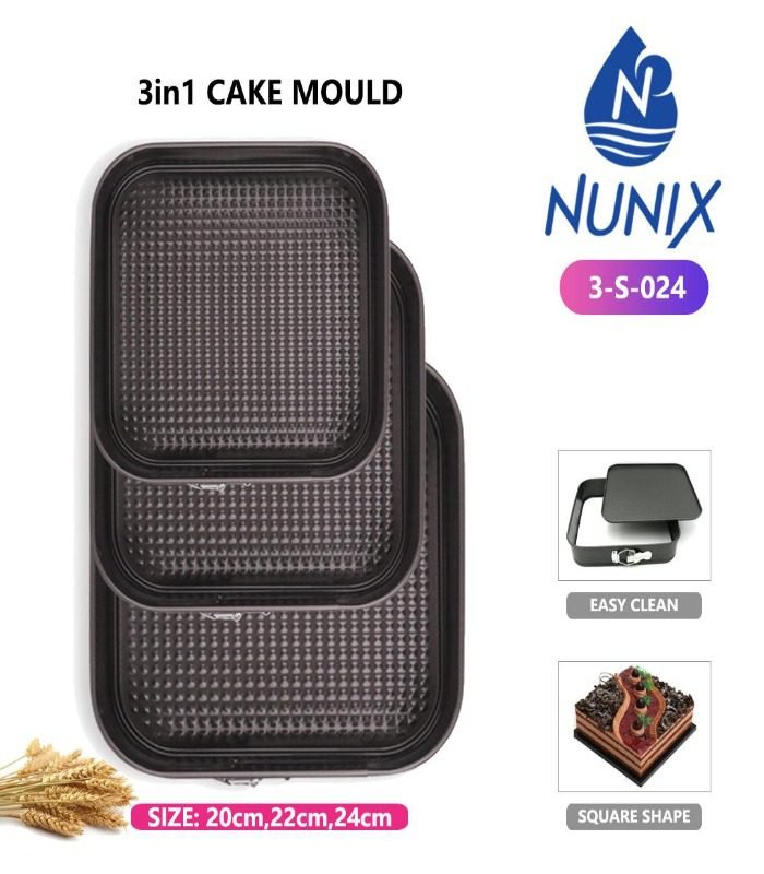 download-2024-11-15T160234.660.jpeg Nunix Molds 3Pcs Non-stick Cake Baking Molds Square Shape Pans 3-S-024 - Image 1