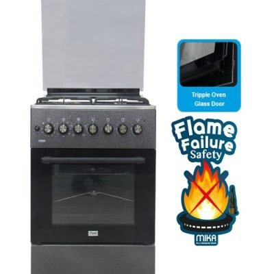 Mika Cooker  Standing Cooker  60cm x 60cm  3 Gas Burner + 1 Electric Plate  Decor Silver MST6131DS/TR4