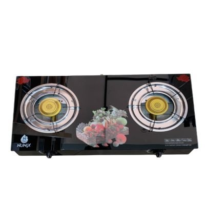 Nunix Cooker, Glass Table Top Double Burner Gas Stove GCPRO004
