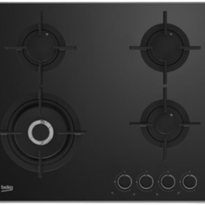 Beko Hob 60cm 3 Gas + 1 Wok on black glass HCLW64222S