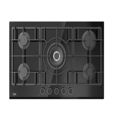 Beko Hob 90cm 5 Gas 1 Wok Glass Black HISW 95225 SEL