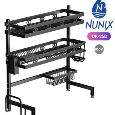 Nunix Oversink DishRack Drainer 3 Tier Black, 85cm DR-85D