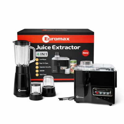 Euromax Juicers 4 in 1Food Processor with Blender Grinder and Mill 600W