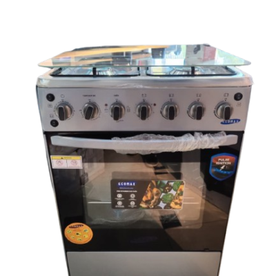 Ecomax Cooker 3 Gas Burners + 1 Hotplate With Electric Oven 60x60cm Silver