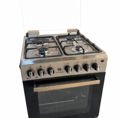BJS Cooker, Elite 60x60 3+1 Electric/Gas Cooker ,Turbo Fan, CAST pan support - Oven 60L Capacity BJS I-6011T Silver