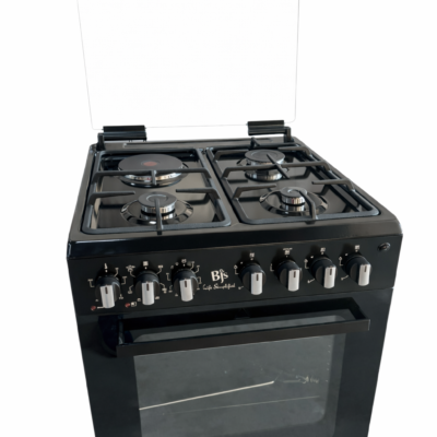 BJS Cooker, Elite 60x60 3+1 Electric/Gas Cooker ,Turbo Fan, CAST pan support - Oven 60L Capacity BJS I-6011T Black