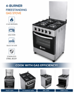 Nunix Cooker Freestanding 50×55cm 4-Gas Burner,Gas Oven KZ-560-GO-S - Image 3