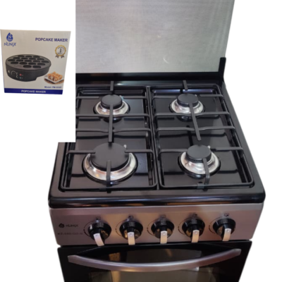 Nunix Cooker Freestanding 50×55cm 4-Gas Burner,Gas Oven with Free Gift KZ-560-GO-S