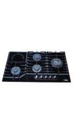 Khal Hob 4 Gas(1 WOK) + 1 Electric Ceramic Plate ,Black Glass 90cm ID-5003