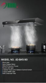 KHAL Hood Undercabinet Chimney,Touch/Gesture Control,Black 90cm ID-90 - Image 4