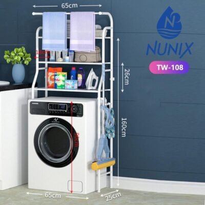NUNIX  Over Washing Machine Storage Rack  3 Tier Laundry Organizer Shelf  White TW-108