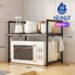 Nunix 2 Tier Kitchen Microwave Storage Rack With Side Hooks Heavy Duty  YH6705-1