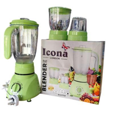 ICONA Blender, Grinder and Chopper 3 In 1 1.5L  Green ILB-1753GT