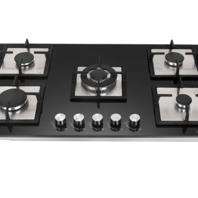 Bolesi 5 Burner With 1 Wok Built-In Gas Hob 90CM  Tempered Glass Top, Cast Iron Pan Support  HOB-HB-59002