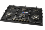 Bolesi 6 Burner Built-In Gas Hob with 2 WOK Burners, Golden Diamond Series Tempered Glass Cooker