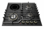 Bolesi 4 Burner Built-In Gas And Electric Hob 3 Gas Burners + 1 Electric Plate, Tempered Glass Top, Auto Ignition Golden Diamond BLS-ML-D8401G