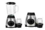 ElectroMate 2 In 1 Blender With Grinder  1.5L Glass Jar, 350W High Power, Stainless Steel Body, Multi-Speed Control Silver
