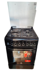 Bjs Everest 60x60 Cooker 3 Gas Burners + 1 Electric Plate, rapid plate, WOK triple ring burner, sensor, blue enamel oven, turbo fan, food warmer, Stainless Steel. Black - Image 3
