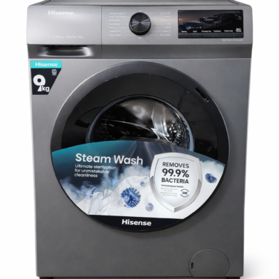 Hisense 9KG Front Load Washer WFQP9014EVMT  Steam, Inverter Motor, Silver