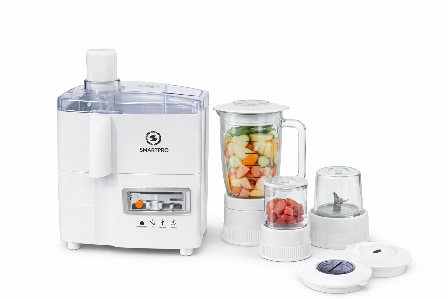 ChatGPT Image Apr 11, 2026, 05_19_47 PM SmartPro 4-in-1 Juice Extractor, Juicer, Blender, Chopper and Grinder (1000W) Multi-Function Kitchen Machine SJR-41W - Image 1