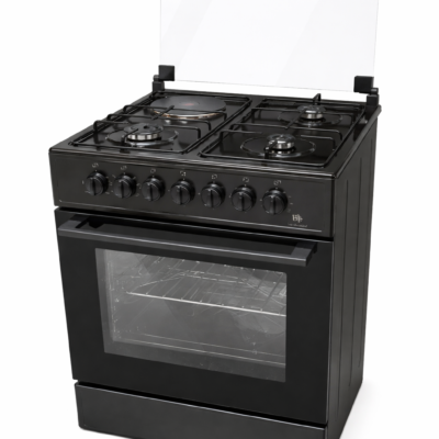 BJS Cooker 60x60 3 Gas + 1 Electric Hot Plate With Turbo Fan Electric Oven, BJS606031 Black