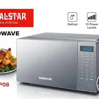 Globalstar Microwave Oven F20PXP08 20L -700W Power,Multi-Function Cooking,Defrost,Easy Manual Control White