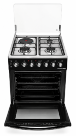 ElectroMate Cooker 60x60 3 Gas + 1 Electric Plate Electric Oven Rotisserie Timer Black - Image 2