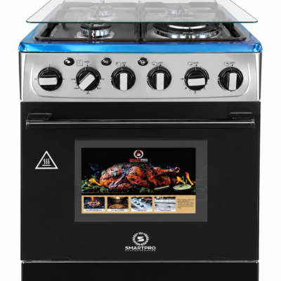 Smartpro cooker SGC-60X60BS – 3gas burners,1electric hotplate and electric oven with rotisserie