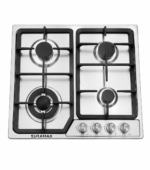 Euramax 4 Burner Built-In Gas Hob Stainless Steel Cooktop with Wok Burner And Auto Ignition