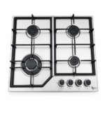 Roch AR9050-FIE 90CM Built-In Gas Hob, 4 Burners, Triple Ring Wok Burner, Auto Ignition, Stainless Steel, Cast Iron Pan Supports