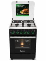 Syinix 50x55cm Gas Cooker Q50GC2, 3 Gas Burners + 1 Electric Hot Plate, Electric Oven, Auto Ignition, Rotisserie, Timer