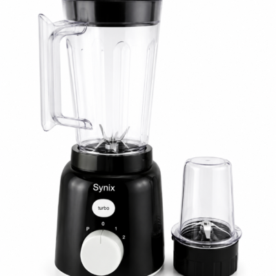 Synix 2 In 1 Blender And Grinder , 450W High-Speed Motor, 1.5L Jug, Turbo Function, Stainless Steel Blades, Black
