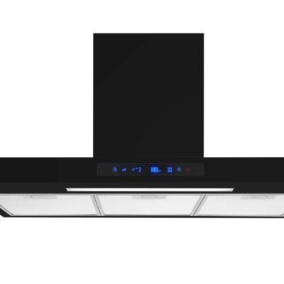 AIFIKE AFK186 90CM Kitchen Extractor Hood Black Glass 3 Speed LED Cooker Hood