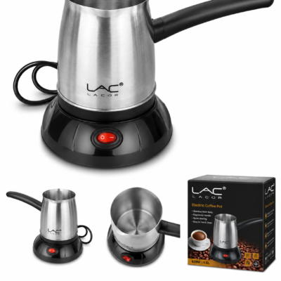 LAC Electric Coffee Pot 0.5L 650W Stainless Steel Turkish Greek Coffee Maker with 360° Base