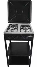 Olelon  Gas Cooker 3 Gas Burners + 1 Electric Hot Plate With Storage Shelves And Top Lid - Image 2