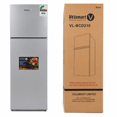 VOLSMART Refrigerator VL-BCD210 210L Double Door Top Freezer Fridge Silver Energy Saving Low Power Consumption