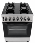 ElectroMate SGC504 50x55cm 4 Gas Burner Cooker with Electric Oven, Rotisserie, Oven Lamp And Auto Ignition, Black/Inox
