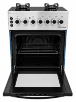 ElectroMate SGC504 50x55cm 4 Gas Burner Cooker with Electric Oven, Rotisserie, Oven Lamp And Auto Ignition, Black/Inox - Image 2